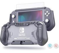 LEYUSMART Housse de Protection pour Nintendo Switch Lite, Housse de Protection avec Protecteur d'écran en Verre trempé HD et Capuchons pour Le Pouce,Gris