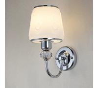 LEYWHEF Lampe de vanité moderne, applique murale chromée avec abat-jour en verre, mini boule de cristal, décoration.(1-Head)