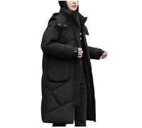 LEYWHEF Manteau ample d'hiver en treillis rhombique for femmes, vestes à capuche décontractées à grande poche, Parka moyenne et longue.(Negro -,Large)