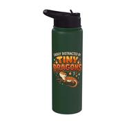 Lézard barbu facilement distrait par les petits dragons Stainless Steel Insulated Water Bottle