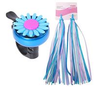 LEZED Sonnette de Vélo Enfant et Vélo Guidon Banderoles Cloche de vélo Fleur pour Enfants 1 Pcs Cloche de Bicyclette 2 Pcs Accessoires de vélo Enfants Ruban Tassel Guidon Streamer Ruban Vélo Bell