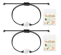 Lezehea 2 Set Bracelet Porte-Bonheur Trèfle New Year's,Bracelet de Trèfle à Quatre Feuilles,Bracelet Porte-Bonheur avec Carte,Bracelet de Trèfle Réglabl,Cadeau Porte Bonheur,New Year's Cadeau (2A)