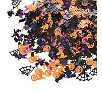 Lezevn Confettis d'Halloween de 28,3 g à paillettes citrouille, chauve-souris, chat, sorcière, araignée, confettis noirs, oranges, violets, confettis pour Halloween, loisirs créatifs, nail art