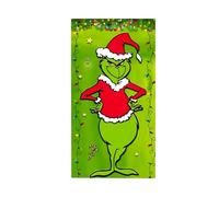 Lezevn Couverture de porte de Noël - Bannière Grinch - Toile de fond pour photographie, accessoires de photomaton, décorations d'intérieur