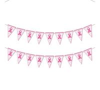 Lezevn Guirlande de fanions sur le thème du cancer du sein avec ruban rose pour décorations de fête élégantes à faire soi-même (2)
