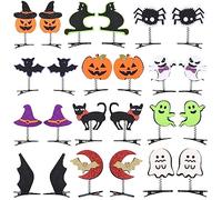 Lezevn Lot de 12 paires de pinces à cheveux décoratives pour Halloween, citrouille, fantôme, chauve-souris, chat, sorcière, chapeau de sorcière, accessoires d'Halloween