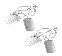 Lezevn Lot de 2 colliers avec pendentif plaque d'identité double face avec chaîne à billes - Accessoire de déguisement pour Halloween
