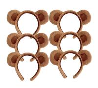 Lezevn Lot de 6 serre-têtes avec oreilles d'ours en peluche pour décoration de maquillage Marron