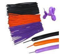 Lezevn Lot de 90 longs ballons noirs oranges violets pour Halloween, animaux de ballons, fournitures de fête, décorations d'Halloween