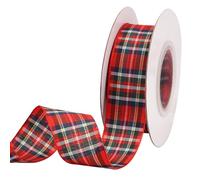 Lezevn Ruban écossais double face pour décoration de sapin de Noël, 45,7 m, 2,5 cm