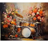 Lezewege Peinture par Numéro Adulte, 40x30cm, Kit de Bricolage Créatif avec Peintures et Pinceaux, Fille Jouant des Instruments de Musique, Non Repliable