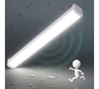 LEZOE LED Lampada a prova di umidità con sensore di movimento IP66 120CM, 30W 4200Lumens (140Lm/W) Plafoniera LED Sensore di movimento, IP66 Impermeabile Seminterrato Garage Officina Cucina 4000K