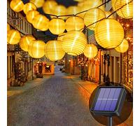 Lezonic Guirlande lumineuse solaire d'extérieur - 8 m - 30 lanternes LED - 8 modes - Étanche - Éclairage solaire pour jardin, balcon, cour, mariage, Noël, fête (blanc chaud)