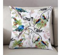 LEZUAHSH Housse de Coussin 30x30 cm,Oiseaux Exotiques Sauvages à l'aquarelle sur des Fleurs et des brindilles, Motif,Housse Coussin Exterieur Coussin Decoratif Canape,pour canapé,Maison,Bureau
