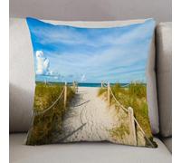 LEZUAHSH Housse de Coussin 30x30 cm,Plage, Plage de Sable doré au sud de Miami avec clôtures de Style américain,Housse Coussin Exterieur Coussin Decoratif Canape,pour canapé,Maison,Bureau