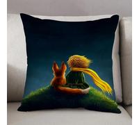 LEZUAHSH Housse de Coussin 40x40 cm,Le Petit Prince et Le Renard regardent Le Ciel,Housse Coussin Exterieur Coussin Decoratif Canape,pour canapé,Maison,Bureau