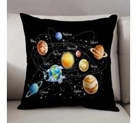LEZUAHSH Housse de Coussin 40x40 cm,Système Solaire Planètes Étoiles Voie Lactée Espace astronomique Enfants Noirs,Housse Coussin Exterieur Coussin Decoratif Canape,pour canapé,Maison,Bureau