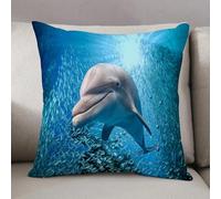 LEZUAHSH Housse de Coussin 45x45 cm,Décoration d'animaux Marins, Un Grand Dauphin à la lumière Solaire du p,Housse Coussin Exterieur Coussin Decoratif Canape,pour canapé,Maison,Bureau