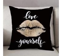 LEZUAHSH Housse de Coussin 50x50 cm,Aimez-Vous, pensée Positive, cœur, Dicton d'amour, Cadeau d'anniversaire pour la,Housse Coussin Exterieur Coussin Decoratif Canape,pour canapé,Maison,Bureau