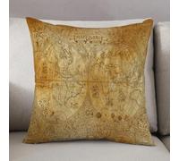 LEZUAHSH Housse de Coussin 50x50 cm,Ancienne Carte Vintage de l'atlas Mondial Dessin cartographie Voyage Pirate Afri,Housse Coussin Exterieur Coussin Decoratif Canape,pour canapé,Maison,Bureau