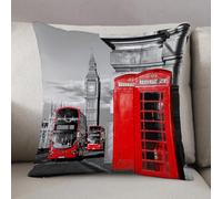 LEZUAHSH Housse de Coussin 50x50 cm,Cabine téléphonique londonienne dans la Rue. Icône culturelle Locale traditionne,Housse Coussin Exterieur Coussin Decoratif Canape,pour canapé,Maison,Bureau