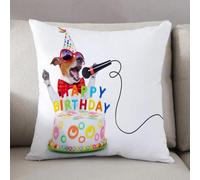LEZUAHSH Housse de Coussin 50x50 cm,Chien Jack Russell comme Surprise Chantant Une Chanson d'anniversaire comme Un k,Housse Coussin Exterieur Coussin Decoratif Canape,pour canapé,Maison,Bureau