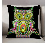 LEZUAHSH Housse de Coussin 50x50 cm,Chouette Psychédélique Pop Art Design,Housse Coussin Exterieur Coussin Decoratif Canape,pour canapé,Maison,Bureau