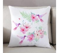 LEZUAHSH Housse de Coussin 50x50 cm,Colibris, Fleurs Tropicales avec des colibris Volants, Fleurs de la Nature sauva,Housse Coussin Exterieur Coussin Decoratif Canape,pour canapé,Maison,Bureau