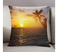 LEZUAHSH Housse de Coussin 50x50 cm,Collection Dauphins de l'océan, imprimé Palmiers, île Tropicale, Plage et Couche,Housse Coussin Exterieur Coussin Decoratif Canape,pour canapé,Maison,Bureau