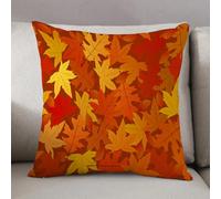 LEZUAHSH Housse de Coussin 50x50 cm,Ensemble Orange brûlé, Feuilles d'érable d'automne Multicolores aux Motifs inhab,Housse Coussin Exterieur Coussin Decoratif Canape,pour canapé,Maison,Bureau