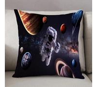 LEZUAHSH Housse de Coussin 50x50 cm,Espace Extra-atmosphérique, Astronaute Entre Les planètes Mars Neptune Jupiter P,Housse Coussin Exterieur Coussin Decoratif Canape,pour canapé,Maison,Bureau