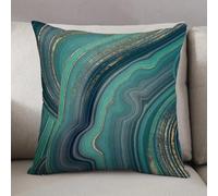LEZUAHSH Housse de Coussin 50x50 cm,Fond Abstrait marbré Bleu Blanc Vert et Turquoise. Motif de marbre Liquide. L'él,Housse Coussin Exterieur Coussin Decoratif Canape,pour canapé,Maison,Bureau