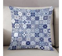 LEZUAHSH Housse de Coussin 50x50 cm,Grand Ensemble vectoriel de Carreaux de Style Portugais-Espagnol-Italien en Bleu,Housse Coussin Exterieur Coussin Decoratif Canape,pour canapé,Maison,Bureau