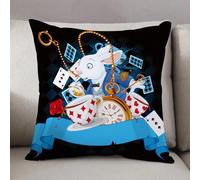 LEZUAHSH Housse de Coussin 50x50 cm,Illustration d'un Lapin du Pays des Merveilles avec des éléments de Design,Housse Coussin Exterieur Coussin Decoratif Canape,pour canapé,Maison,Bureau