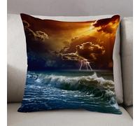 LEZUAHSH Housse de Coussin 50x50 cm,Lac Set, orages, Rayons, océan, Vagues, Forces Sauvages, feu, brûlé, dans, Les,Housse Coussin Exterieur Coussin Decoratif Canape,pour canapé,Maison,Bureau