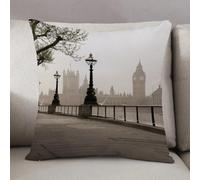 LEZUAHSH Housse de Coussin 50x50 cm,Londres, Vue sur Le Vieux Big Ben Depuis la Rue Pala,Housse Coussin Exterieur Coussin Decoratif Canape,pour canapé,Maison,Bureau