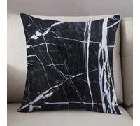 LEZUAHSH Housse de Coussin 50x50 cm,Motif Naturel en marbre Noir pour l'arrière-Plan, marbre Naturel Abstrait Noir e,Housse Coussin Exterieur Coussin Decoratif Canape,pour canapé,Maison,Bureau