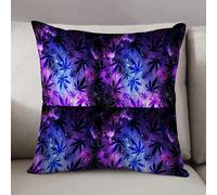 LEZUAHSH Housse de Coussin 50x50 cm,Motif Tropical Nocturne de Miami sans Couture, Feuillage Noir sur Coucher de Sol,Housse Coussin Exterieur Coussin Decoratif Canape,pour canapé,Maison,Bureau