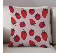 LEZUAHSH Housse de Coussin 50x50 cm,Motif vectoriel sans Couture de Fraises Roses. Texture de Fleur d'été Rouge. des,Housse Coussin Exterieur Coussin Decoratif Canape,pour canapé,Maison,Bureau