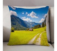 LEZUAHSH Housse de Coussin 50x50 cm,Nature, vallée Rurale des Alpes juliennes avec Photo de Paradiso par c,Housse Coussin Exterieur Coussin Decoratif Canape,pour canapé,Maison,Bureau