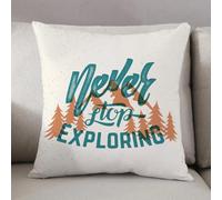 LEZUAHSH Housse de Coussin 50x50 cm,Ne cessez jamais d'explorer Une Affiche ou Une Carte de Lettrage rétro Abstrait,Housse Coussin Exterieur Coussin Decoratif Canape,pour canapé,Maison,Bureau