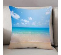 LEZUAHSH Housse de Coussin 50x50 cm,Océan, côte Tropicale de rêve avec des Vagues Douces et Je l'ai vu,Housse Coussin Exterieur Coussin Decoratif Canape,pour canapé,Maison,Bureau