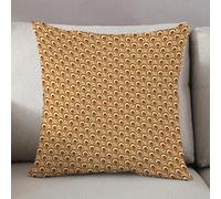LEZUAHSH Housse de Coussin 50x50 cm,Orange brûlé, Inspirations de Design rétro avec des Cercles et des Rayures de St,Housse Coussin Exterieur Coussin Decoratif Canape,pour canapé,Maison,Bureau