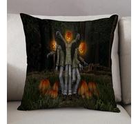 LEZUAHSH Housse de Coussin 50x50 cm,Personnage d'halloween Homme Citrouille,Housse Coussin Exterieur Coussin Decoratif Canape,pour canapé,Maison,Bureau