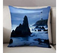 LEZUAHSH Housse de Coussin 50x50 cm,Phare sur la côte californienne avec Faisceau Lumineux,Housse Coussin Exterieur Coussin Decoratif Canape,pour canapé,Maison,Bureau
