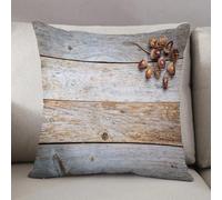 LEZUAHSH Housse de Coussin 50x50 cm,Rustique, Glands et cônes sur Fond en Bois patiné et veiné,Housse Coussin Exterieur Coussin Decoratif Canape,pour canapé,Maison,Bureau