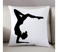 LEZUAHSH Housse de Coussin 50x50 cm,Silhouette de Fille en Posture de Gymnastique en Appui sur Les Mains,Housse Coussin Exterieur Coussin Decoratif Canape,pour canapé,Maison,Bureau
