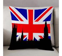 LEZUAHSH Housse de Coussin 50x50 cm,Silhouette de Londres sur Fond de Drapeau du Royaume-Uni,Housse Coussin Exterieur Coussin Decoratif Canape,pour canapé,Maison,Bureau