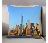 LEZUAHSH Housse de Coussin 50x50 cm,Skyline de New York USA Bâtiments Gratte-ciels Gratte-ciels Vie Urbaine Moderne,Housse Coussin Exterieur Coussin Decoratif Canape,pour canapé,Maison,Bureau