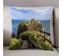 LEZUAHSH Housse de Coussin 50x50 cm,Stonehaven Aberdeenshire Écosse Royaume-Uni 10 mai 2014 Château de Dunnottar,Housse Coussin Exterieur Coussin Decoratif Canape,pour canapé,Maison,Bureau